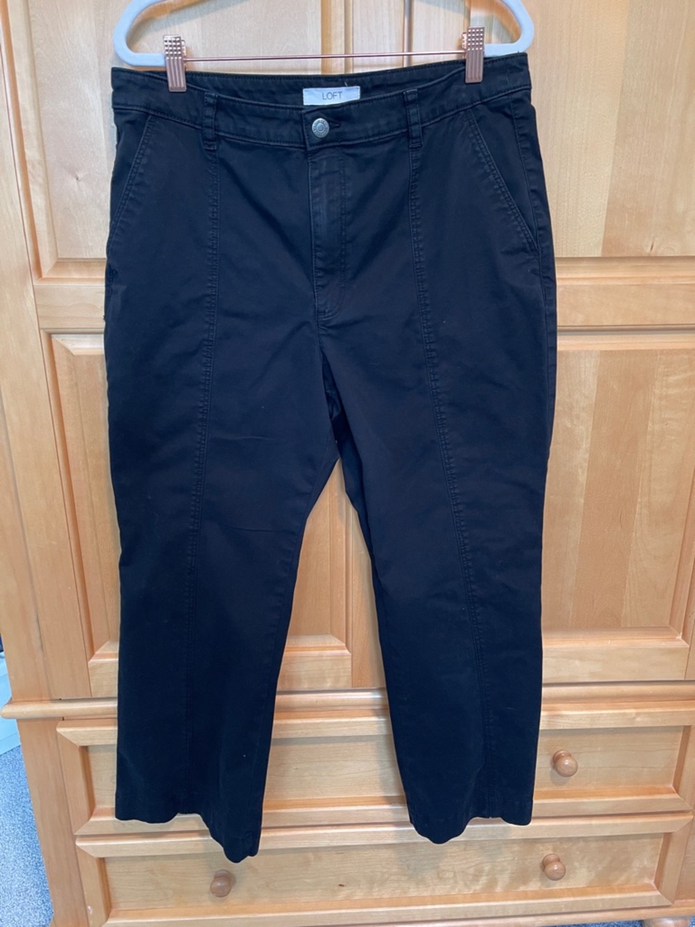 LOFT Black Chino Straight-Leg Pants